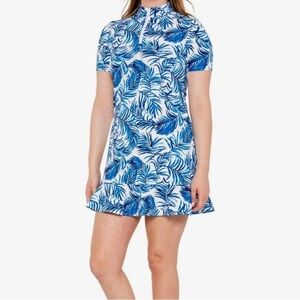 Tommy Bahama Golf Blue & White Sea Palm Print Mini Dress Size XS New With Tag